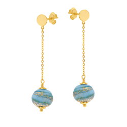 Boucles d'oreilles en or jaune et verre de Venise