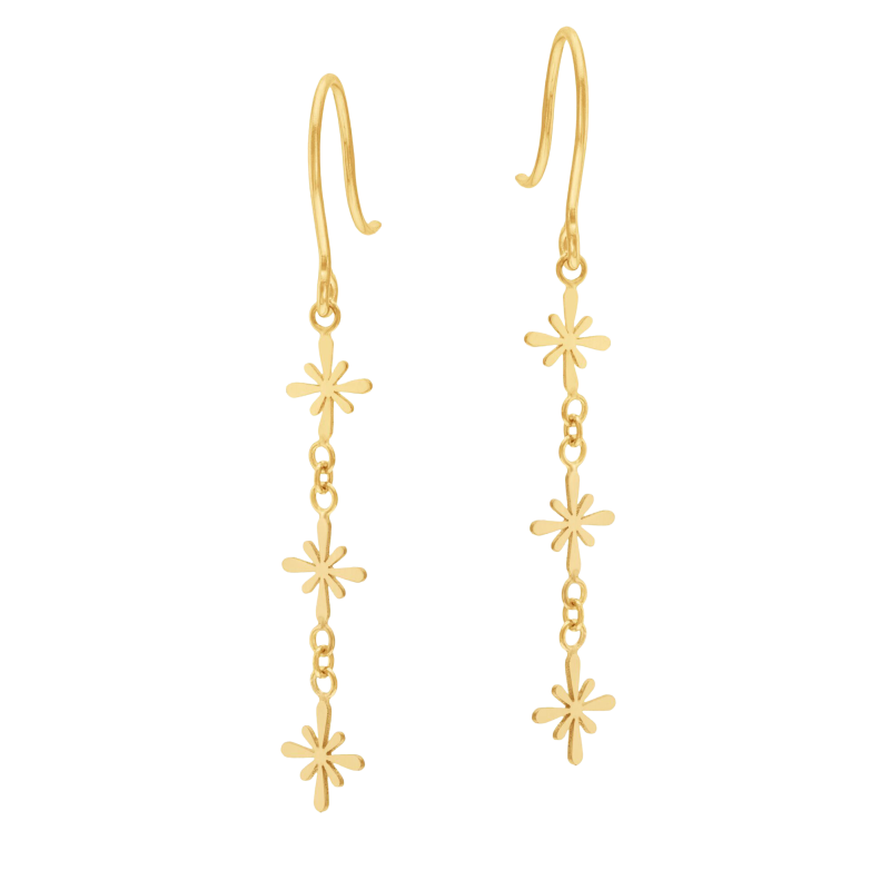 Boucles d'oreilles en or jaune, fleurs