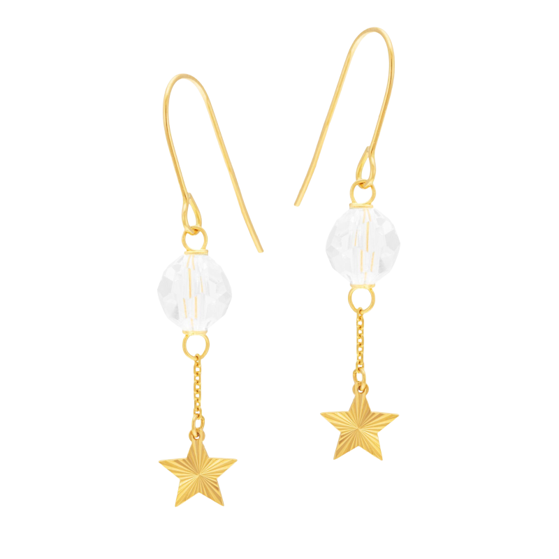 Boucles d'oreilles en or jaune et oxyde de zirconium