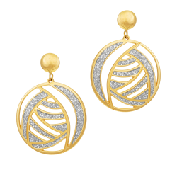 Boucles d'oreilles en or jaune et laque pailletée