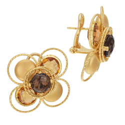 Boucles d'oreilles en or jaune et cristaux de synthèse