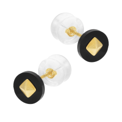 Boucles d'oreilles en or jaune et onyx