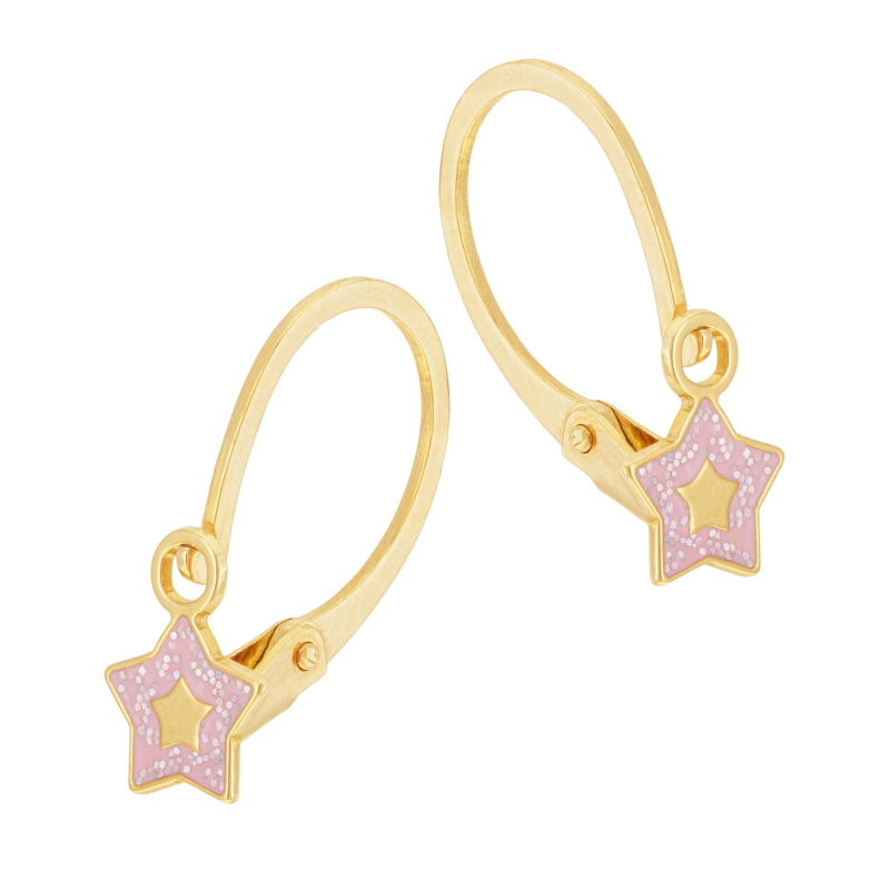 Boucles d'oreilles en or jaune et laque, étoile