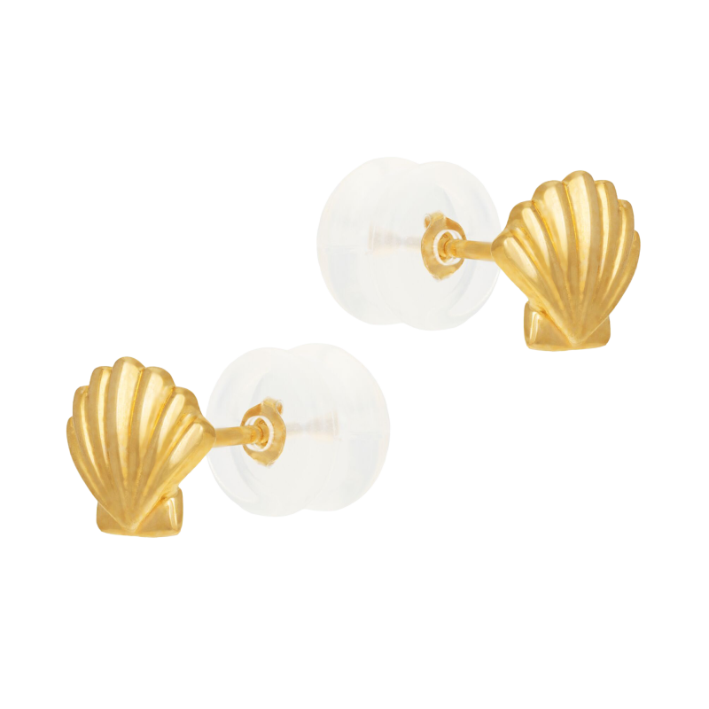Boucles d'oreilles en or jaune, coquillage