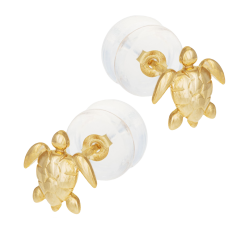 Boucles d'oreilles en or jaune, tortue 