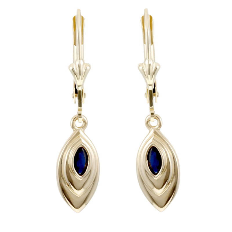 Boucles d'oreilles en or jaune, dormeuse saphir.