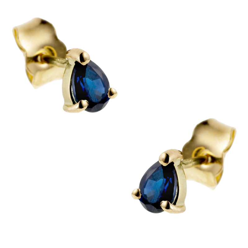 Boucles d'oreilles en or jaune, saphir.