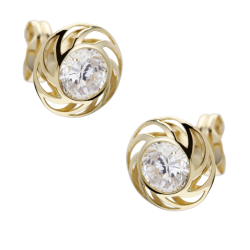 Boucles d'oreilles en or jaune, oxyde de zirconium