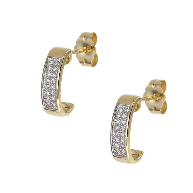 Boucles d'oreilles en or jaune rhodié, diamants