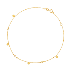Chaîne de cheville en or jaune et oxydes de zirconium