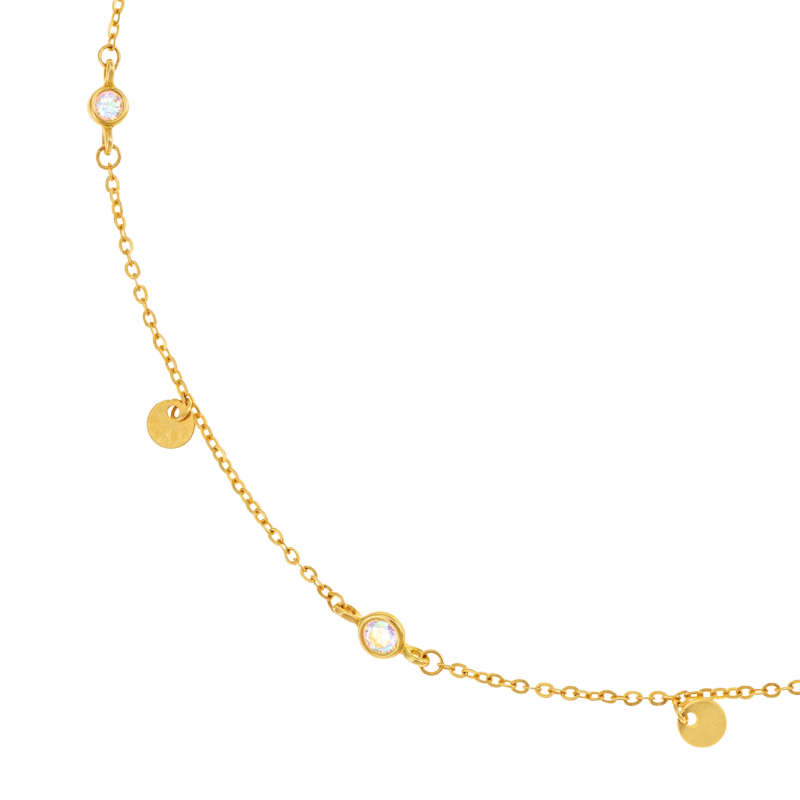 Chaîne de cheville en or jaune et oxydes de zirconium