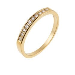Demi alliance serti rail or jaune, diamants
