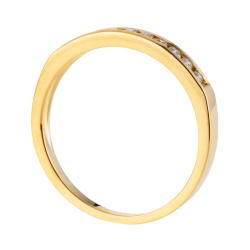 Demi alliance serti rail or jaune, diamants