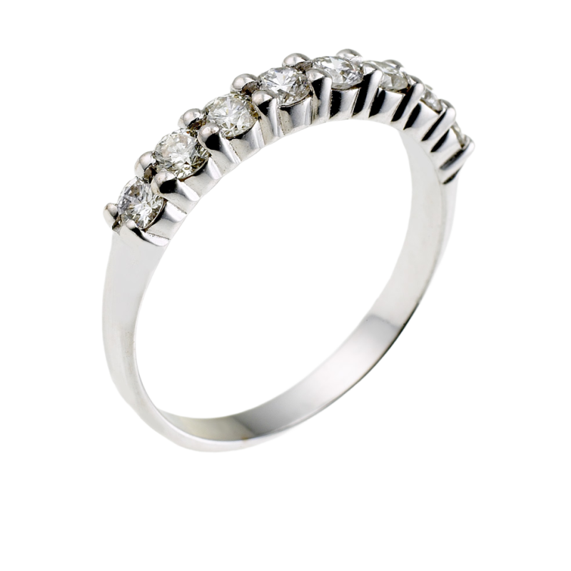 Demi alliance serti 4 griffes or gris diamants