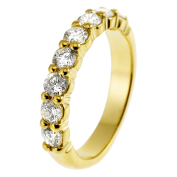 Demi alliance en or jaune, diamants, serti griffes