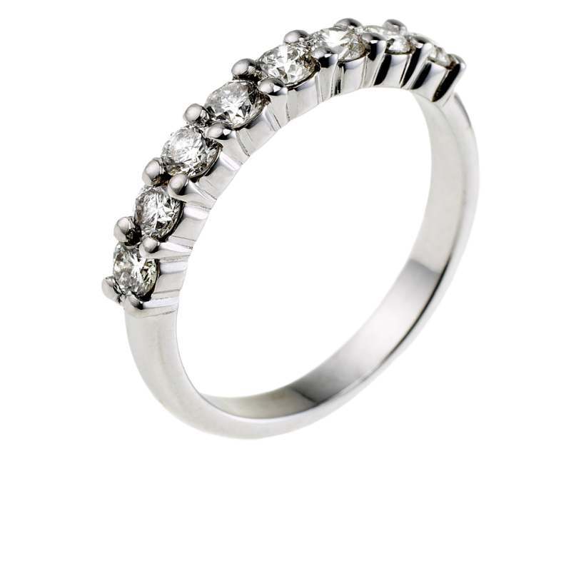 Demi alliance en or gris, diamants, serti griffe