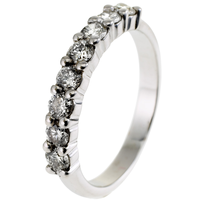 Demi alliance en or gris, diamants, serti griffe