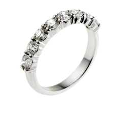 Demi alliance en or gris, diamants, serti griffes