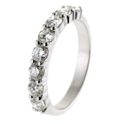 Demi alliance en or gris, diamants, serti griffes