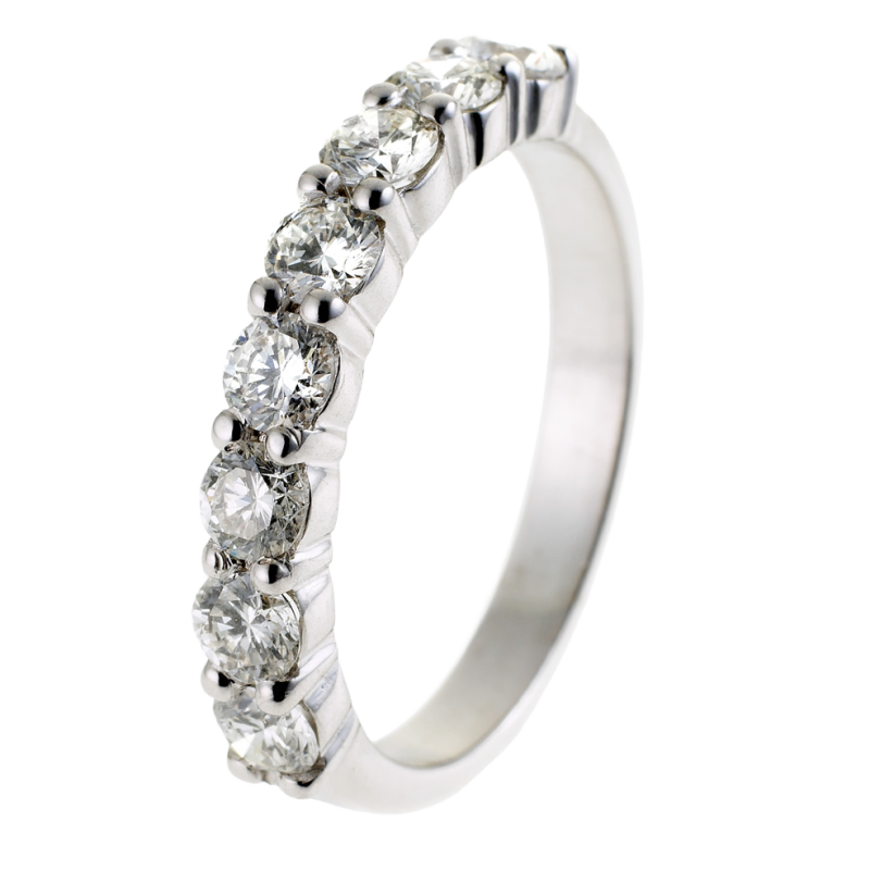 Demi alliance en or gris, diamants, serti griffes