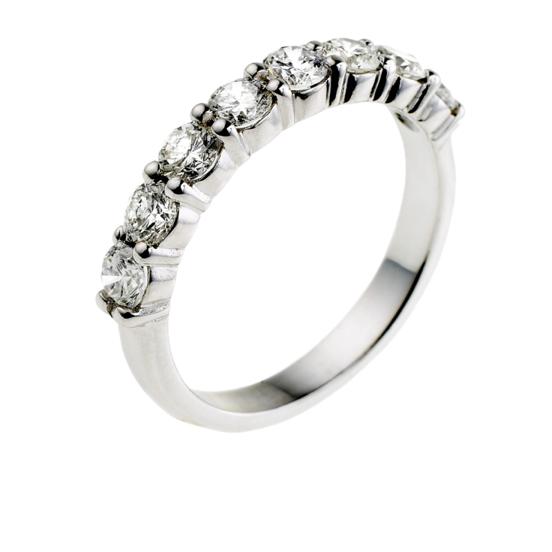 Demi alliance en or gris, diamants ,4 griffes