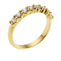 Demi alliance en or jaune, diamants, serti griffe