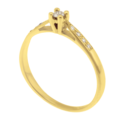 Bague solitaire accompagné en or jaune diamants serti 4 griffes