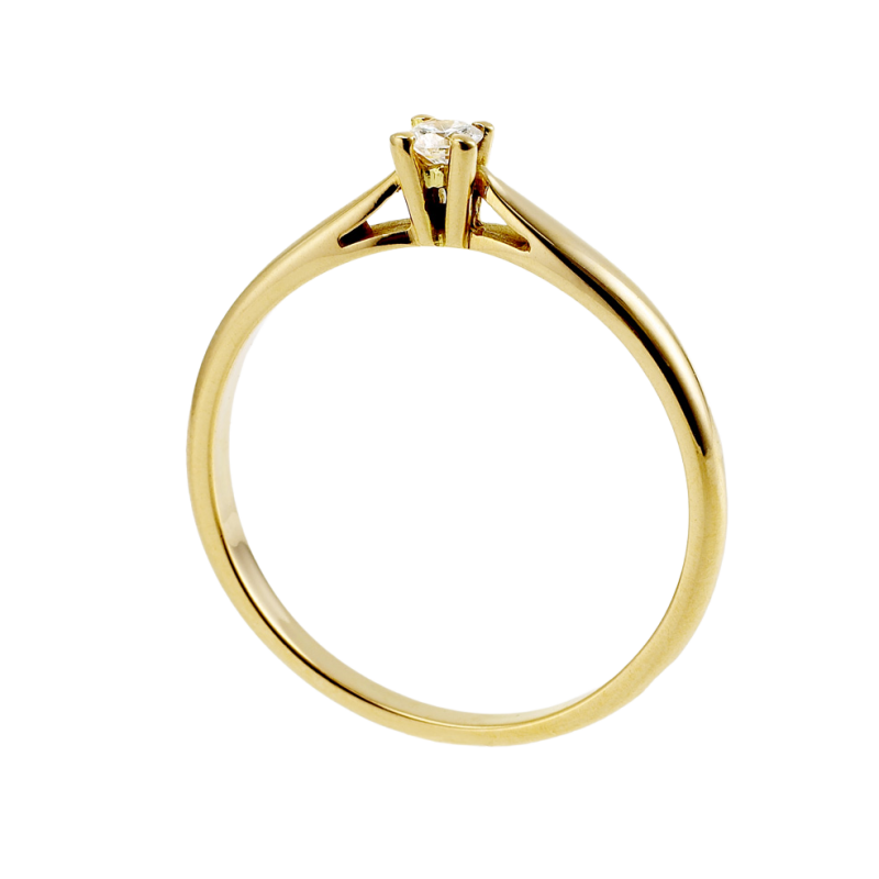 Bague solitaire en or jaune, diamant, 4 griffes