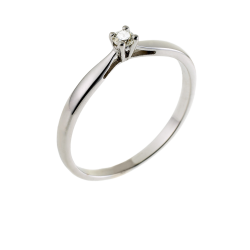 Bague solitaire en or gris, diamant, 4 griffes