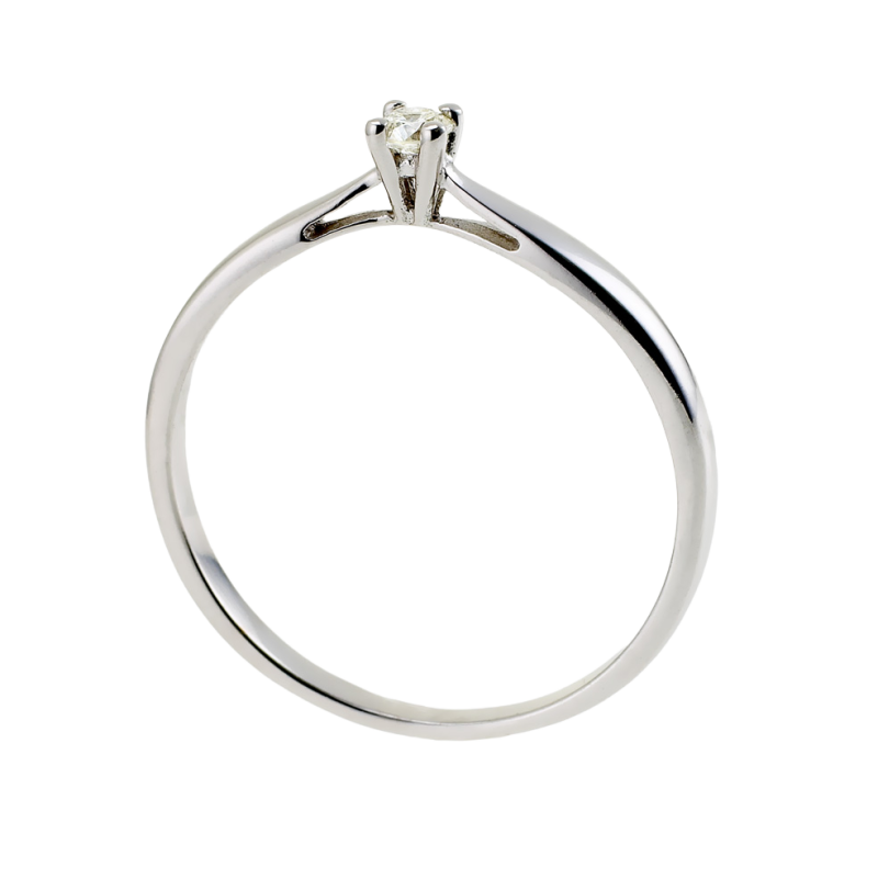 Bague solitaire en or gris, diamant, 4 griffes
