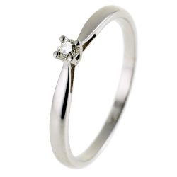 Bague solitaire en or gris, diamant, 4 griffes