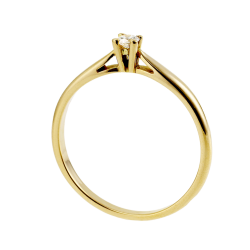 Bague solitaire en or jaune, diamant, 4 griffes