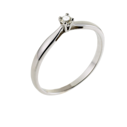 Bague solitaire en or gris, diamant, 4 griffes