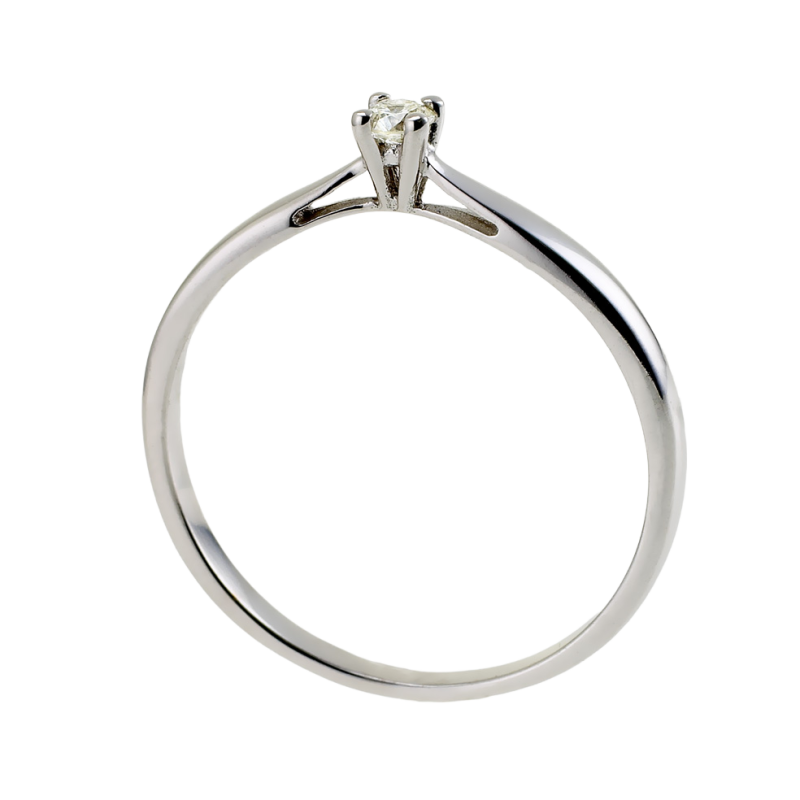 Bague solitaire en or gris, diamant, 4 griffes
