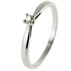 Bague solitaire en or gris, diamant, 4 griffes