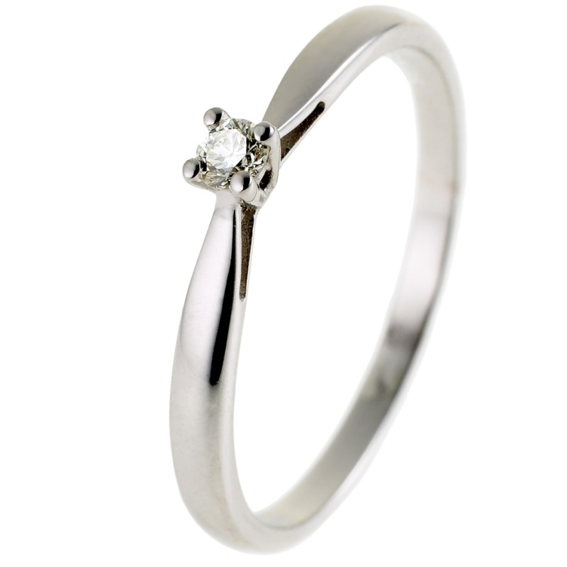 Bague solitaire en or gris, diamant, 4 griffes