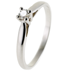 Bague solitaire en or gris, diamant, 4 griffes