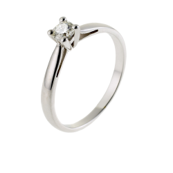 Bague solitaire en or gris, diamant,  4 griffes