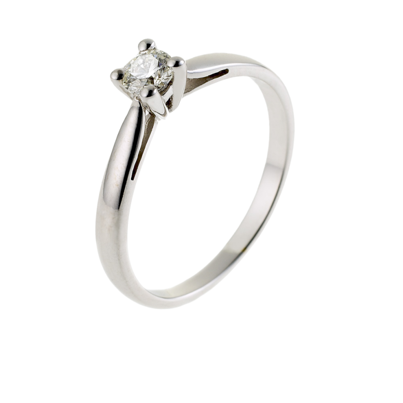 Bague solitaire en or gris, diamant,  4 griffes