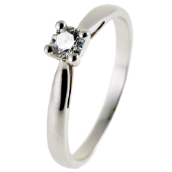 Bague solitaire en or gris, diamant,  4 griffes