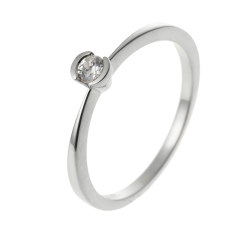 Bague solitaire en or gris, diamant, serti demi clos