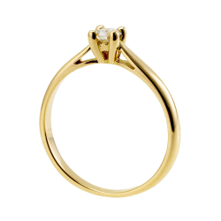 Bague solitaire en or jaune, diamant, 4 griffes