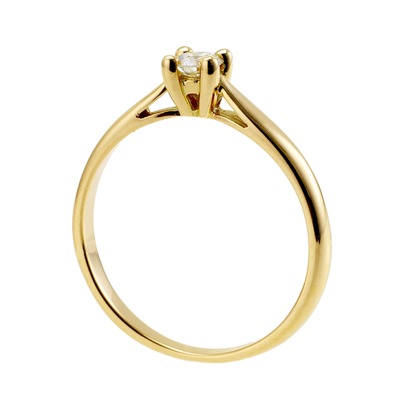 Bague solitaire en or jaune, diamant, 4 griffes