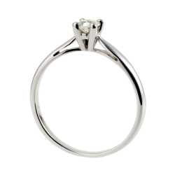 Bague solitaire en or gris, diamant 0,18 carats,  4 griffes