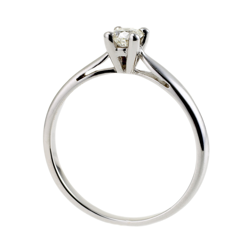Bague solitaire en or gris, diamant 0,18 carats,  4 griffes