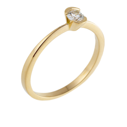 Bague solitaire en or jaune, diamant, serti demi clos