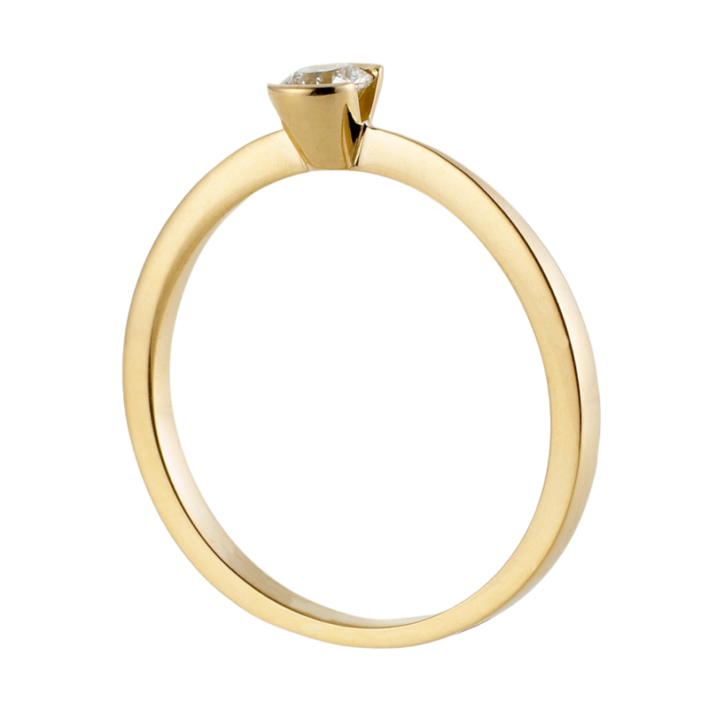 Bague solitaire en or jaune, diamant, serti demi clos