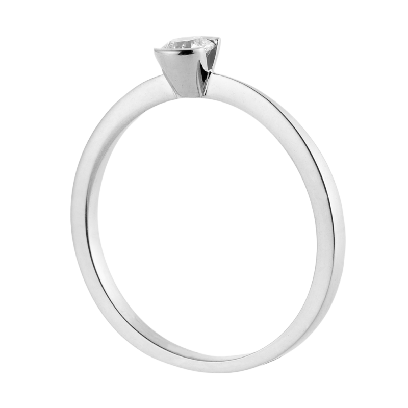 Bague solitaire en or gris, diamant, serti demi clos