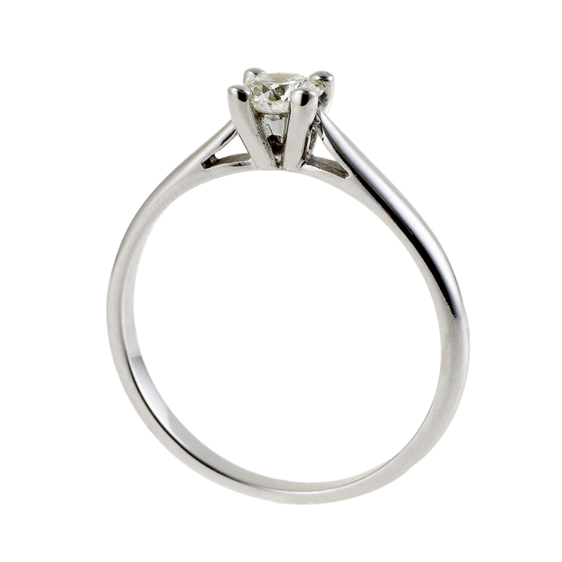 Bague solitaire en or gris, diamant, 4 griffes