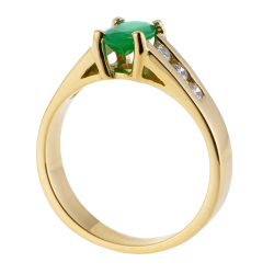 Bague en or jaune, émeraude et diamants